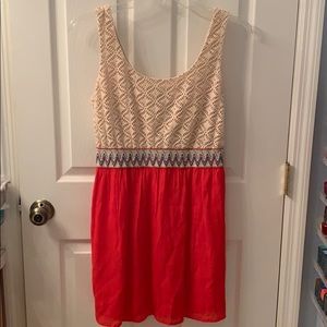 Lily Rose Red & Cream Eyelet Dress